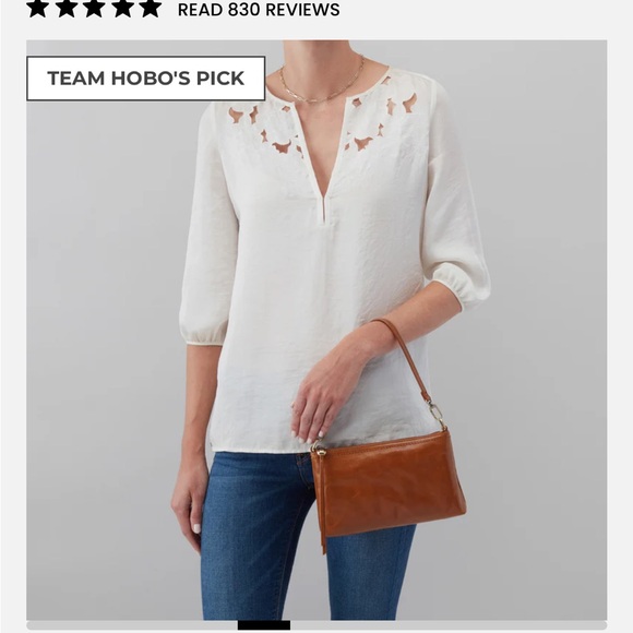 HOBO Elegant Tan (Truffle) Leather Crossbody Bag - Picture 4 of 9